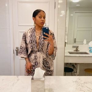 Snakeskin print ruched dress